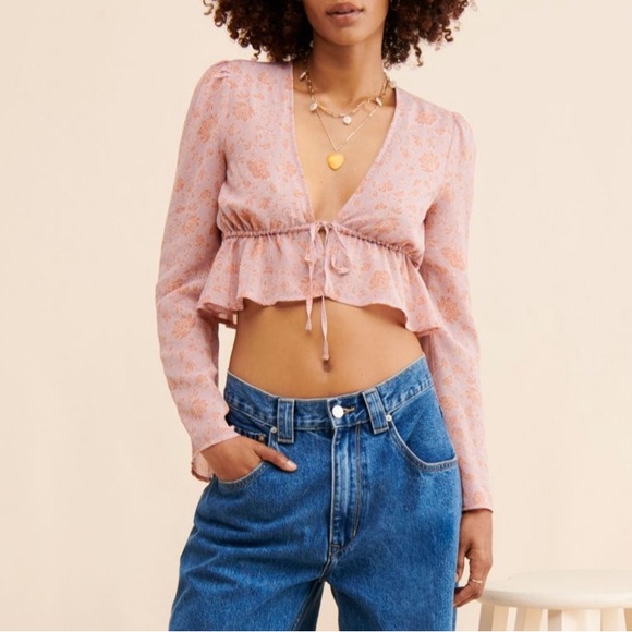 Dress Forum UO Babydoll Pink Floral Blouse Women’s Small - Picture 4 of 11